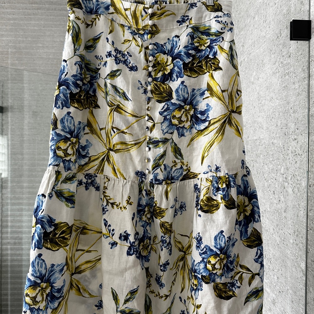 Joie Floral Midi Skirt - Blue and Yellow